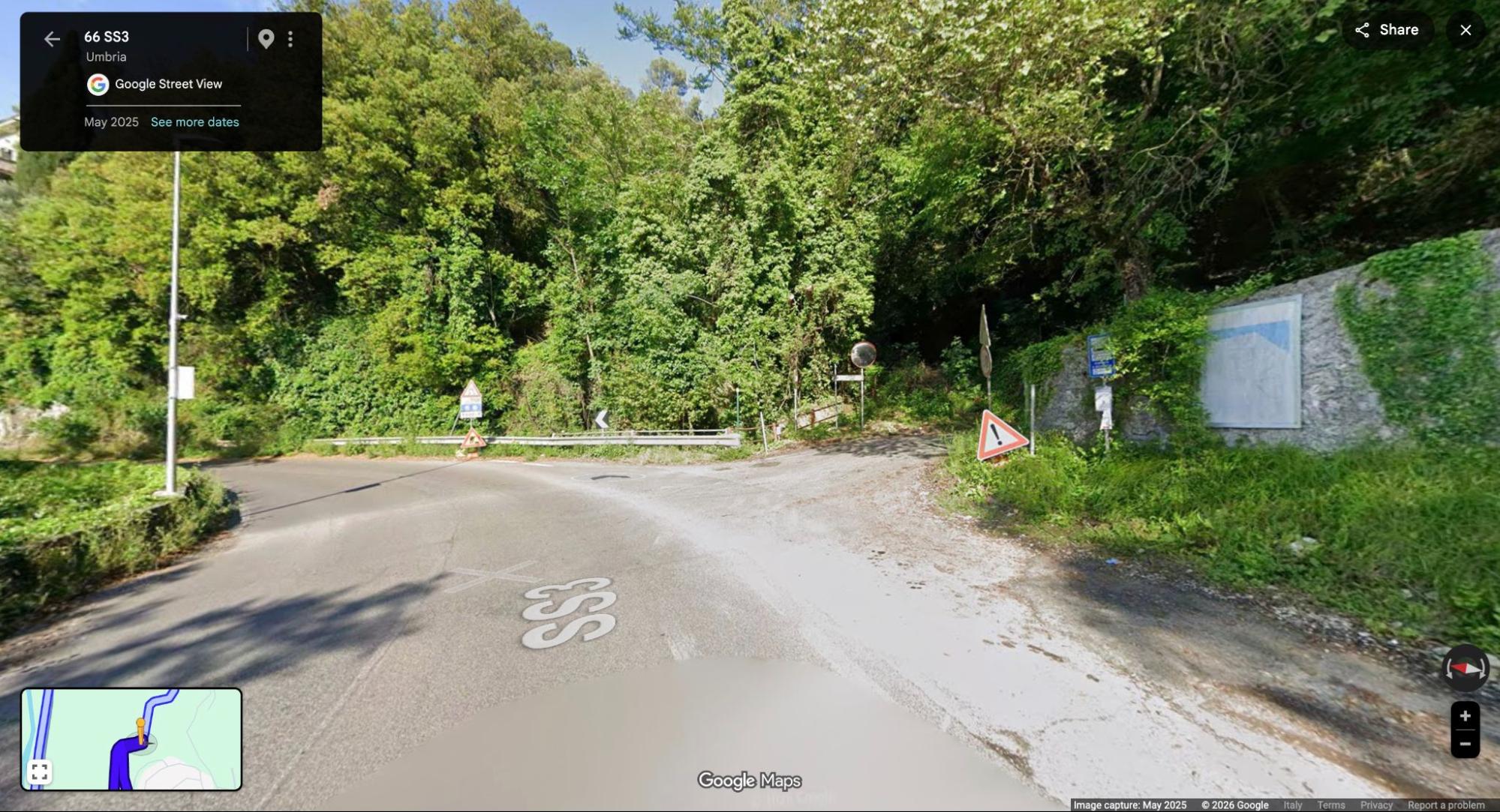 L'intersezione prima di Narni paese da cui si svolta a destra e si sale verso la Scogliara.